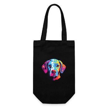 Dalmatiner Hund Buntes Aquarell Tier Karikatur - Geschenkbeutel für Flaschen - Schwarz - Vorne