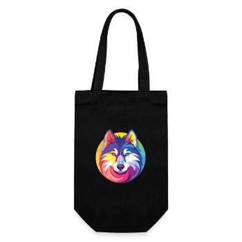 Husky buntes Aquarell Tier Haustier Illustration - Geschenkbeutel für Flaschen - Schwarz - Vorne