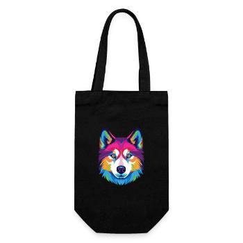 Husky Dog Aquarelle Colorée Animal Illustration - Sac à bouteille - noir - Devant