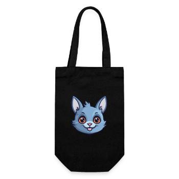 Russische blaue Katze Karikatur Aquarell Illustration - Geschenkbeutel für Flaschen - Schwarz - Vorne