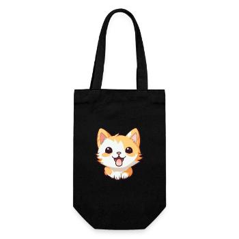 Pixie Bob Cat Cartoon Watercolor Illustration - Gift Bag for Bottles - black - Front