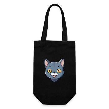 Korat chat coloré dessin animé aquarelle illustration - Sac à bouteille - noir - Devant