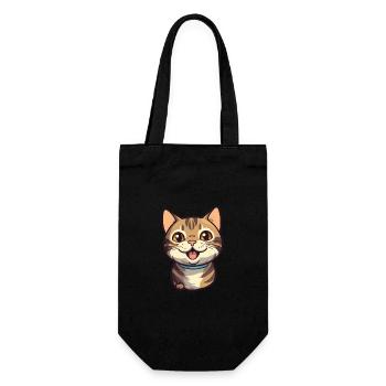 California Spangled Cat Cartoon Watercolor Clipart - Gift Bag for Bottles - black - Front