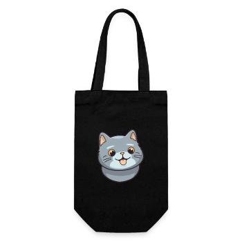 British Fold Shorthair chat dessin animé Art de l’aquarelle - Sac à bouteille - noir - Devant