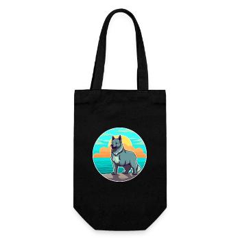 Norwegian Elkhound Dog Breed Cartoon Kawaii Dog - Gift Bag for Bottles - black - Front