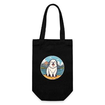 Chien de berger polonais Race de chien Dessin animé Chien Kawaii - Sac à bouteille - noir - Devant