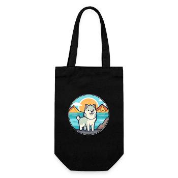 Norwegian Buhund Dog Breed Cartoon Kawaii Clipart - Gift Bag for Bottles - black - Front