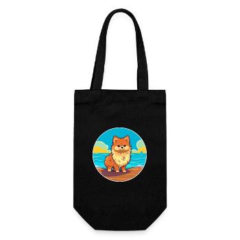 Spitz de Poméranie chien race Cartoon Kawaii Clipart - Sac à bouteille - noir - Devant