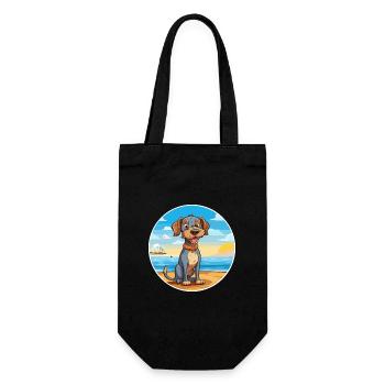 Porcelaine Dog Breed Cartoon Kawaii Clipart Dog - Gift Bag for Bottles - black - Front