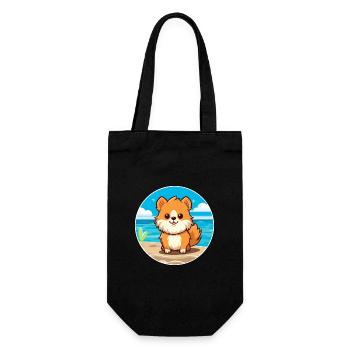 Pomeranian Hund Rasse Cartoon Kawaii Clipart Hund - Geschenkbeutel für Flaschen - Schwarz - Vorne