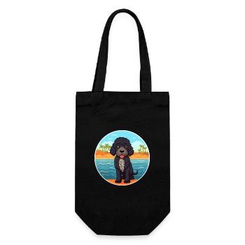 Portuguese Water Dog Breed Cartoon Kawaii Clipart - Gift Bag for Bottles - black - Front