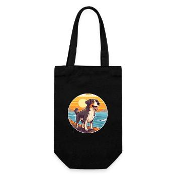 Welsh SheepDog race chien Cartoon Kawaii Clipart - Sac à bouteille - noir - Devant
