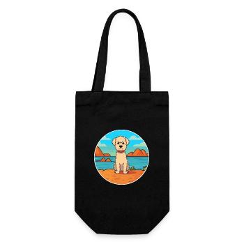 Pumi Hund Rasse Cartoon Kawaii Clipart Aquarell - Geschenkbeutel für Flaschen - Schwarz - Vorne