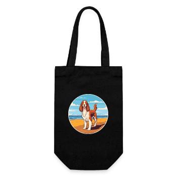 Welsh Springer Spaniel Hunderasse Cartoon Kawaii - Geschenkbeutel für Flaschen - Schwarz - Vorne