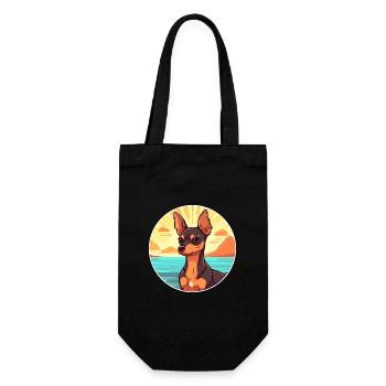 Russian Toy Terrier Dog Breed Cartoon Kawaii Dog - Gift Bag for Bottles - black - Front