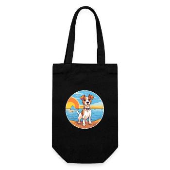 Russell Terrier Hund Rasse Cartoon Kawaii Clipart - Geschenkbeutel für Flaschen - Schwarz - Vorne