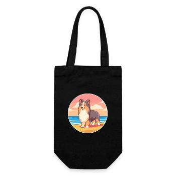 Sheltie chien race dessin animé Kawaii Clipart chien animal de compagnie - Sac à bouteille - noir - Devant