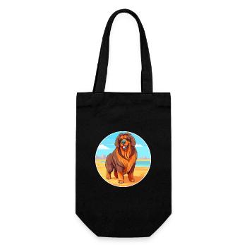 Dogue tibétain chien race Cartoon Kawaii Clipart - Sac à bouteille - noir - Devant