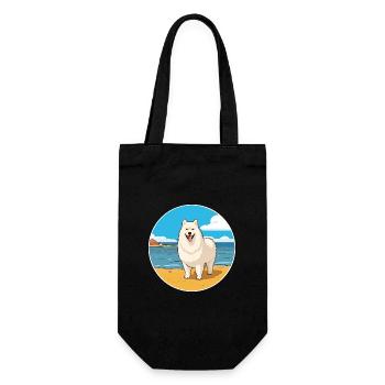 Samoyed Dog Breed Cartoon Kawaii Clipart Dog Pet - Gift Bag for Bottles - black - Front