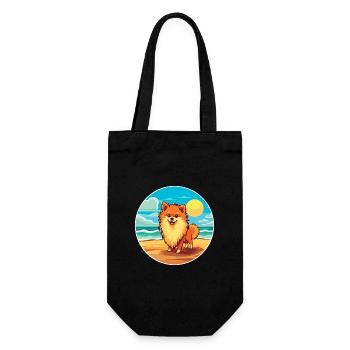 Spitz chien race dessin animé Kawaii Clipart aquarelle - Sac à bouteille - noir - Devant
