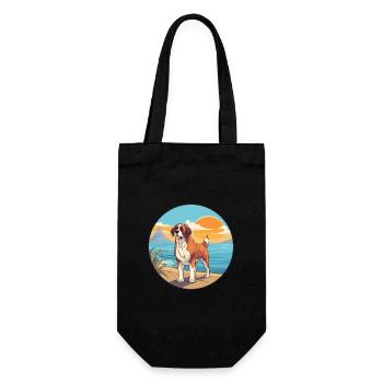 St Bernard chien race Cartoon Kawaii Clipart chien - Sac à bouteille - noir - Devant