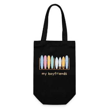 My Surfboard Boyfriends - Geschenkbeutel für Flaschen - Schwarz - Vorne