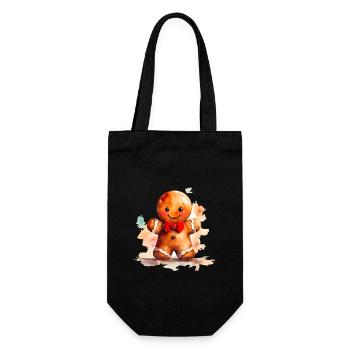 Aquarelle bonhomme en pain d’épice - Sac à bouteille - noir - Devant