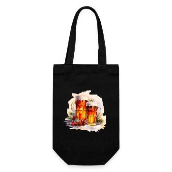 Bière à l’aquarelle dans la neige - Sac à bouteille - noir - Devant