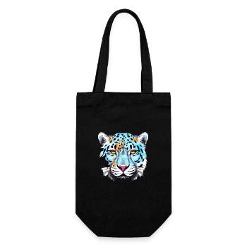 Snow Leopard Colorful Watercolor Cartoon Kawaii An - Gift Bag for Bottles - black - Front