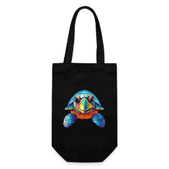 Turtle Colorful Watercolor Cartoon Kawaii Animal - Gift Bag for Bottles - black - Front