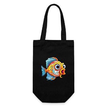 Fish Colorful Watercolor Cartoon Kawaii Animal - Gift Bag for Bottles - black - Front