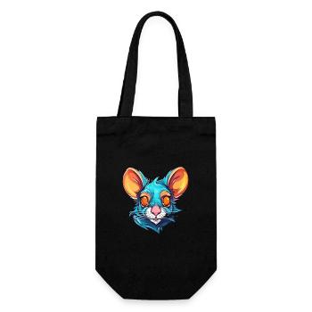 Ratte bunte Aquarell-Karikatur Kawaii-Tier - Geschenkbeutel für Flaschen - Schwarz - Vorne