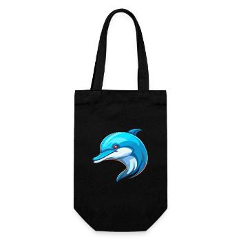 Dolphin Colorful Watercolor Cartoon Kawaii Animal - Gift Bag for Bottles - black - Front