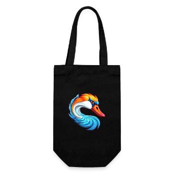 Schwan Buntes Aquarell Cartoon Kawaii Tier - Geschenkbeutel für Flaschen - Schwarz - Vorne