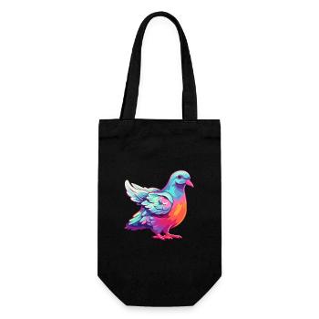Colombe Aquarelle Colorée Dessin Animé Kawaii Animal - Sac à bouteille - noir - Devant