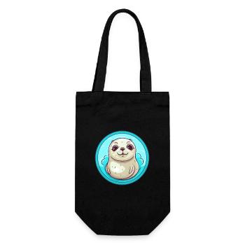 Seal Colorful Watercolor Cartoon Kawaii Animal - Gift Bag for Bottles - black - Front