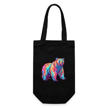 Bear Colorful Watercolor Cartoon Kawaii Animal - Gift Bag for Bottles - black - Front