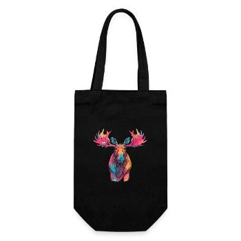 Moose Colorful Watercolor Cartoon Kawaii Animal - Gift Bag for Bottles - black - Front