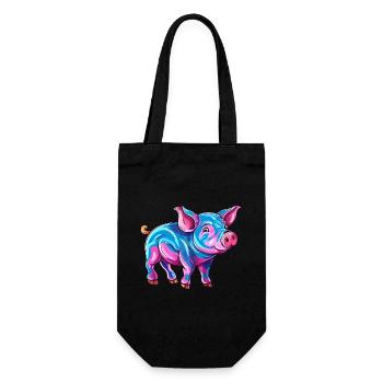 Cochon Aquarelle Colorée Dessin Animé Kawaii Animal - Sac à bouteille - noir - Devant