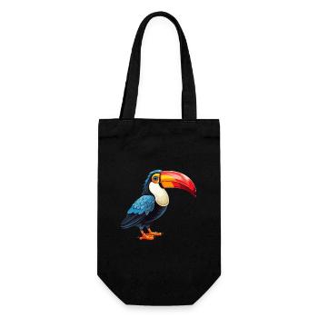 Toucan Colorful Watercolor Cartoon Kawaii Animal - Gift Bag for Bottles - black - Front
