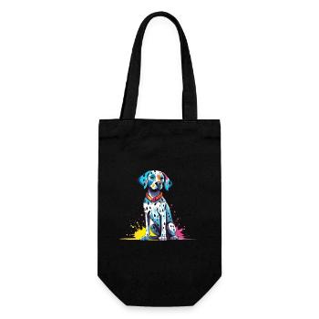 Dalmatinischer Hund Bunte Aquarell-Karikatur Kawaii A - Geschenkbeutel für Flaschen - Schwarz - Vorne