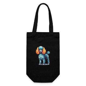 Caniche Chien Aquarelle Colorée Dessin Animé Kawaii Anim - Sac à bouteille - noir - Devant