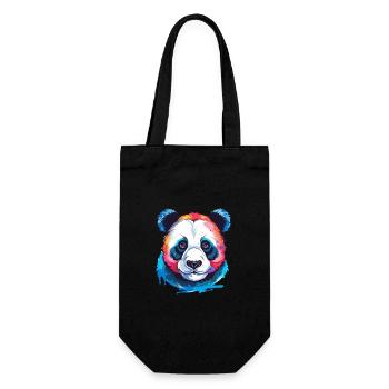 Panda Colorful Watercolor Cartoon Kawaii Animal - Gift Bag for Bottles - black - Front