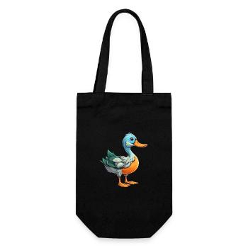 Duck Colorful Watercolor Cartoon Kawaii Animal - Gift Bag for Bottles - black - Front