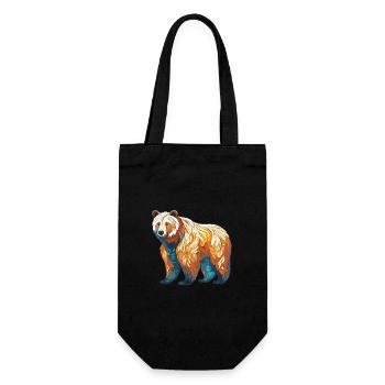 Bear Colorful Watercolor Cartoon Kawaii Animal - Gift Bag for Bottles - black - Front
