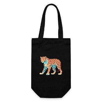 Jaguar Buntes Aquarell Cartoon Kawaii Tier - Geschenkbeutel für Flaschen - Schwarz - Vorne