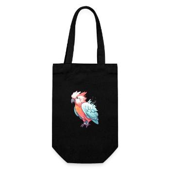 Kakadu Buntes Aquarell Cartoon Kawaii Tier - Geschenkbeutel für Flaschen - Schwarz - Vorne