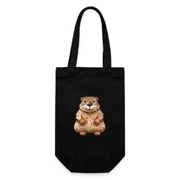 Und täglich grüßt das Murmeltier bunte Aquarell-Karikatur Kawaii Anima - Geschenkbeutel für Flaschen - Schwarz - Vorne