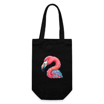 Flamingo Colorful Watercolor Cartoon Kawaii Animal - Gift Bag for Bottles - black - Front