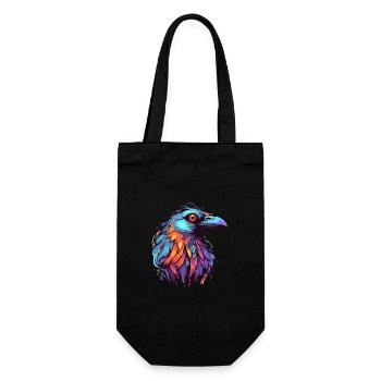 Crow Colorful Watercolor Cartoon Kawaii Animal - Gift Bag for Bottles - black - Front